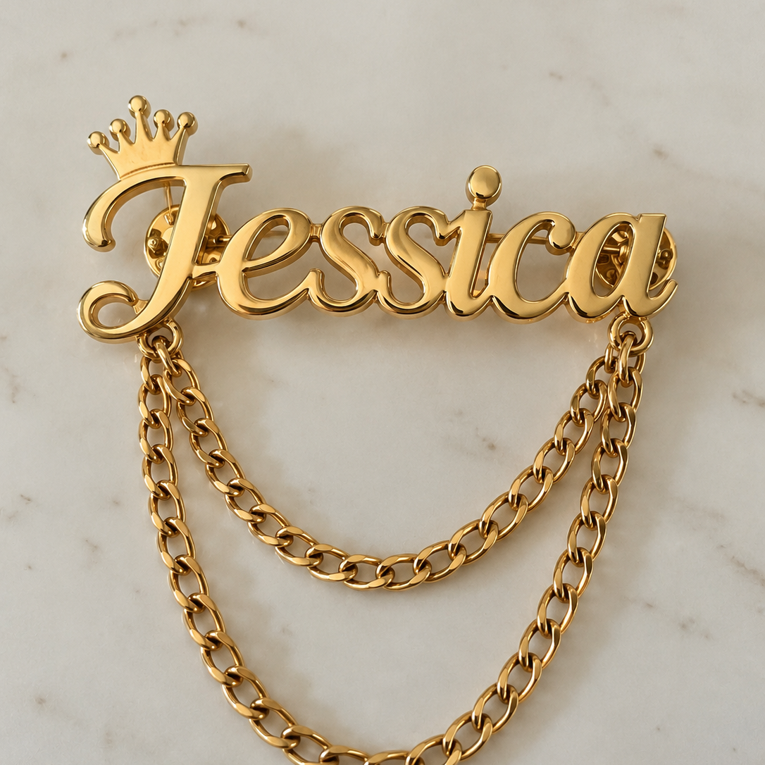 Custom Name Chain Brooch