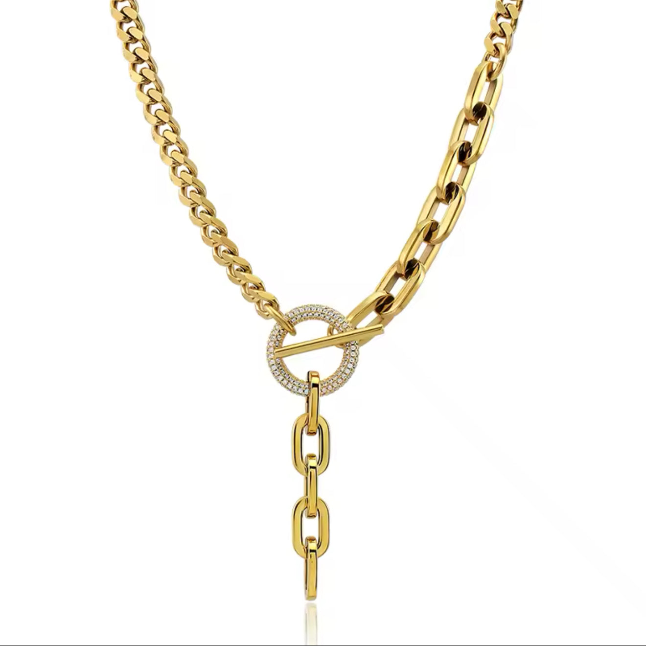 LUXELINK PAVÉ TOGGLE DROP NECKLACE
