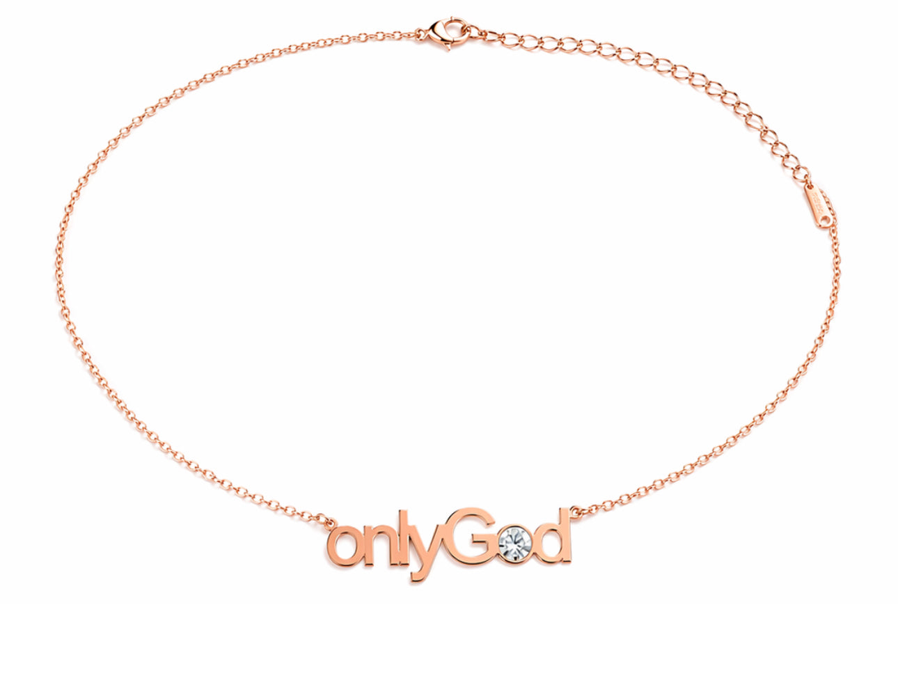 LUMIÈRE “onlyGod” CRYSTAL NAME NECKLACE| Faith-Inspired Gold Necklace