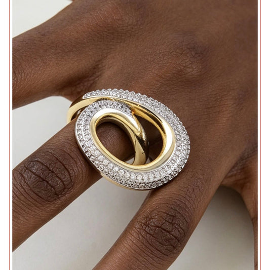LOLA TWO-TONE CRYSTAL STATEMENT RING