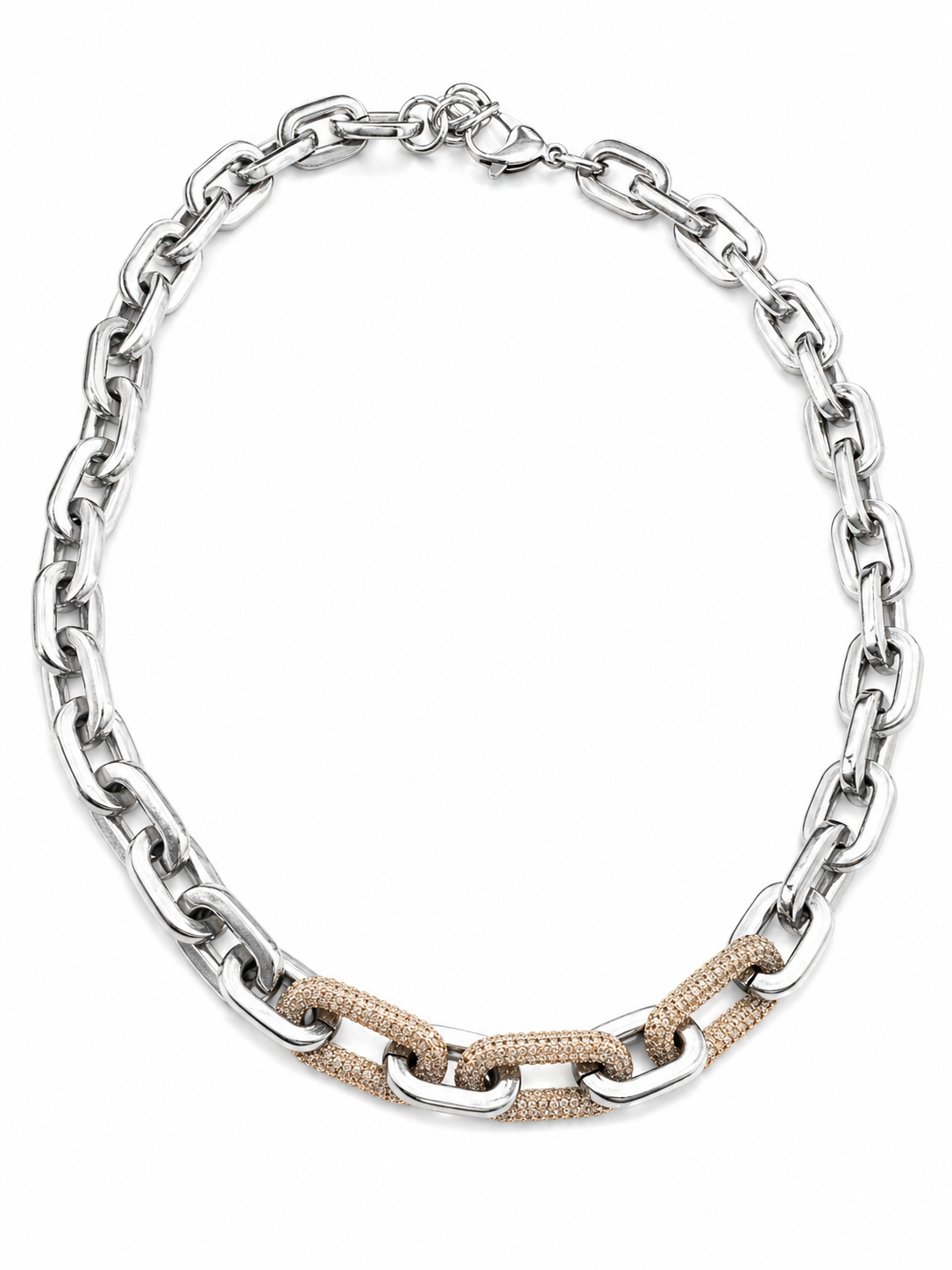 LUXELINK TRIPLE PAVÉ LINK NECKLACE