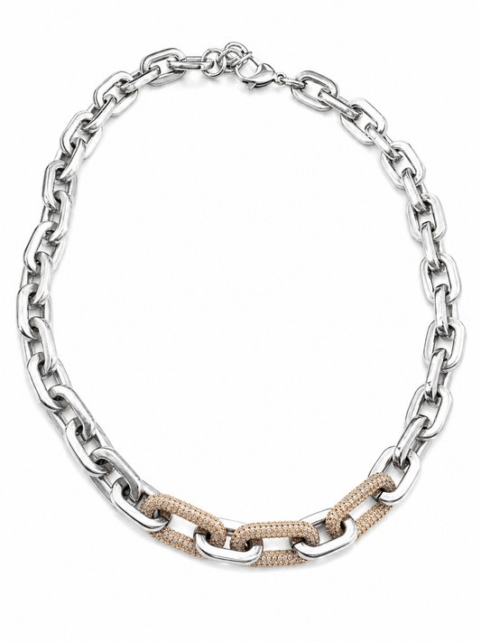 LUXELINK TRIPLE PAVÉ LINK NECKLACE