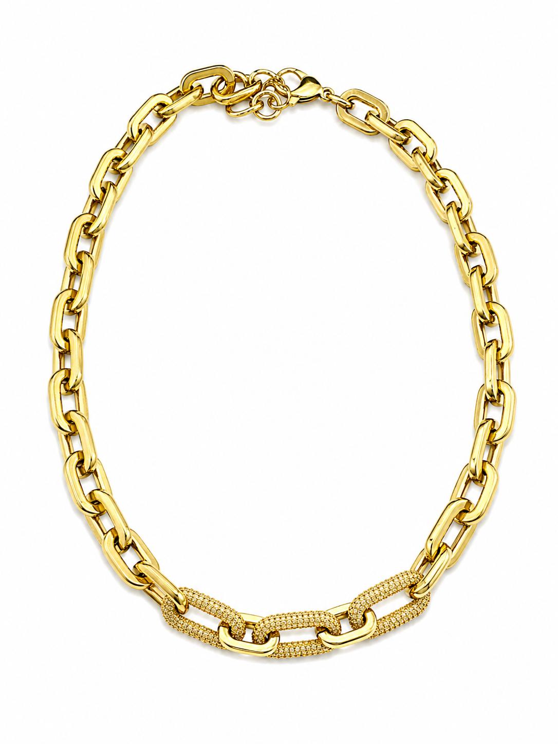 LUXELINK TRIPLE PAVÉ LINK NECKLACE