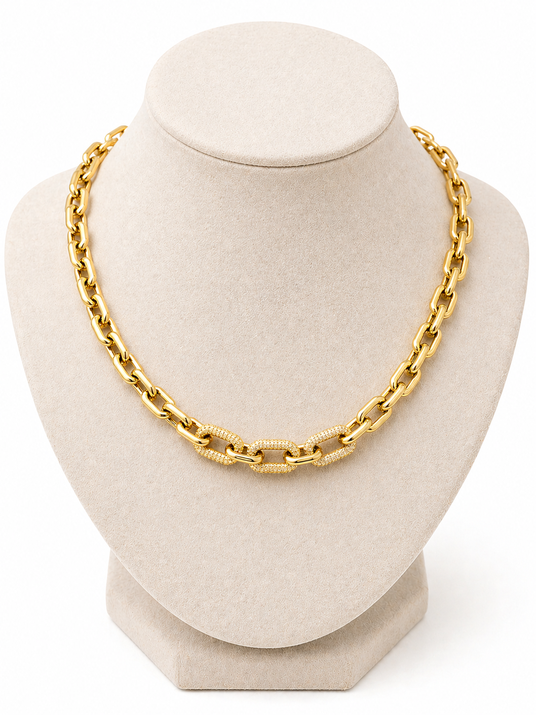 LUXELINK TRIPLE PAVÉ LINK NECKLACE