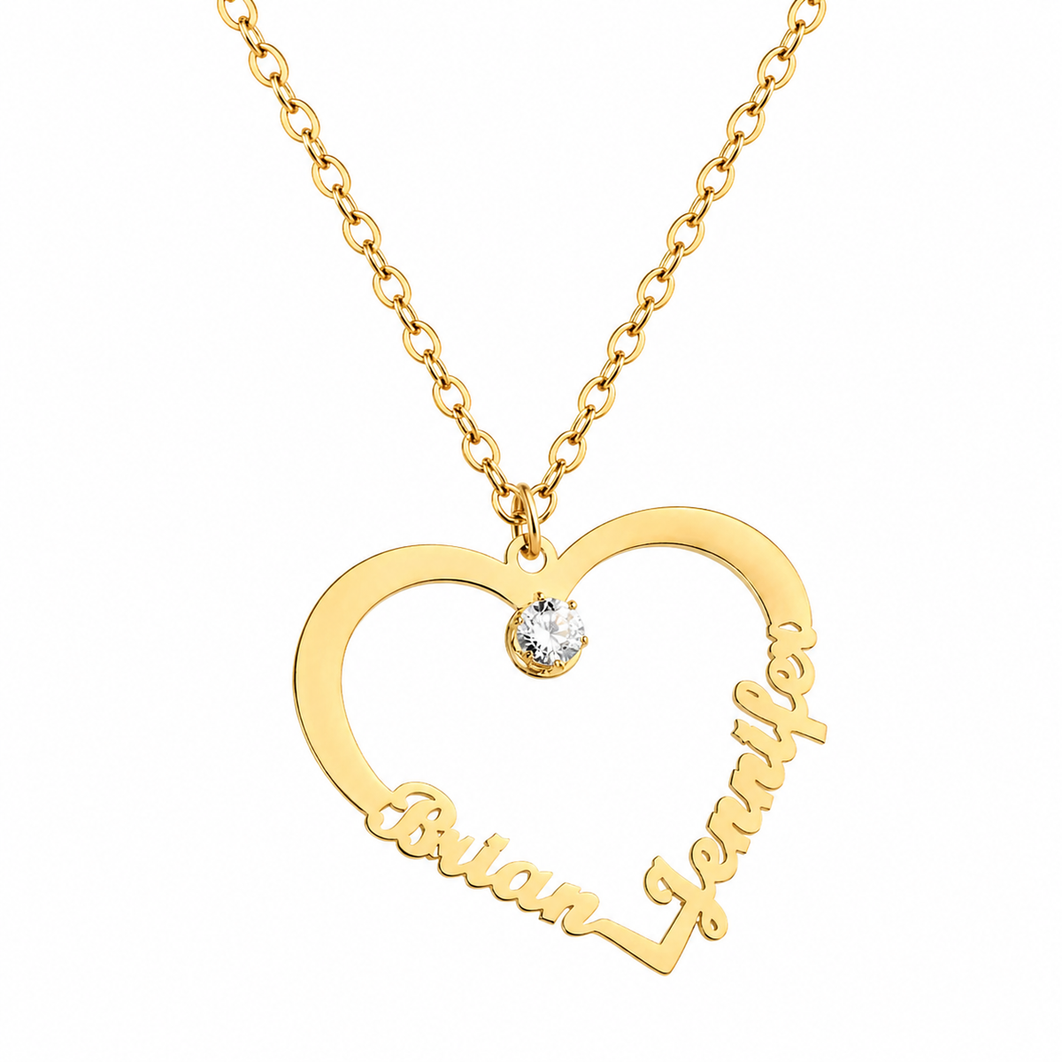 FOREVER LINKED CUSTOM HEART NAME NECKLACE