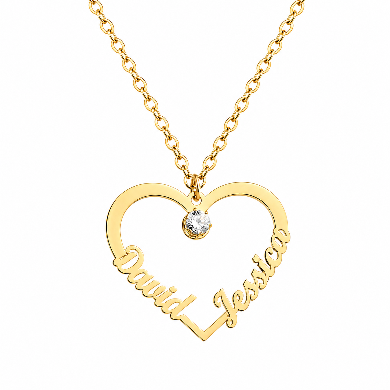 FOREVER LINKED CUSTOM HEART NAME NECKLACE