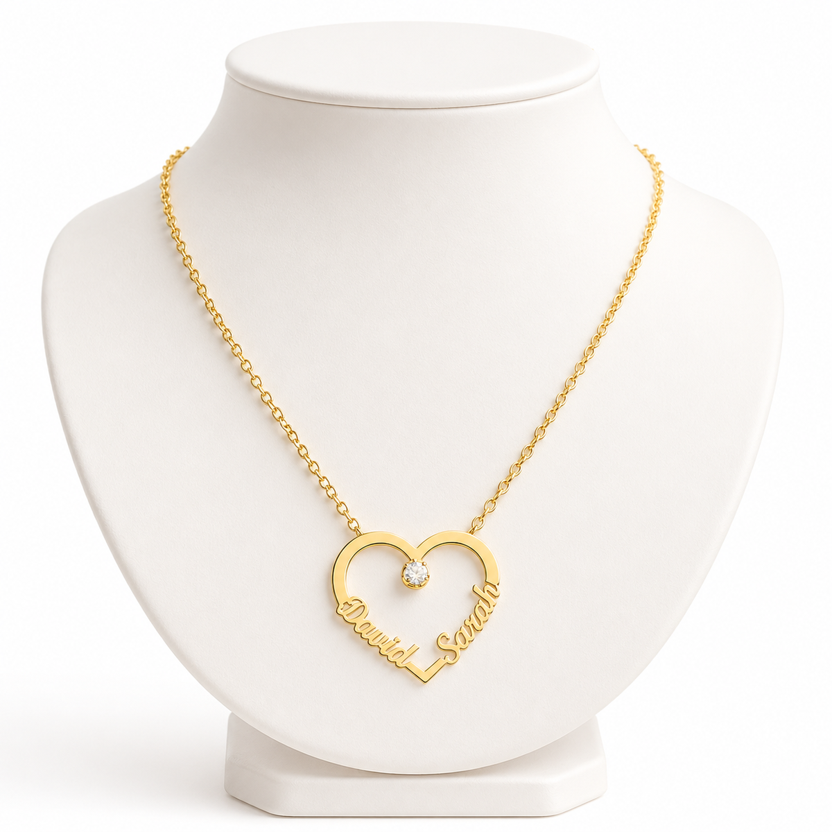 FOREVER LINKED CUSTOM HEART NAME NECKLACE