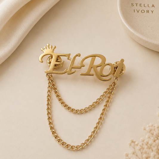 EL-ROI- CROWN AND CHAIN BROOCH