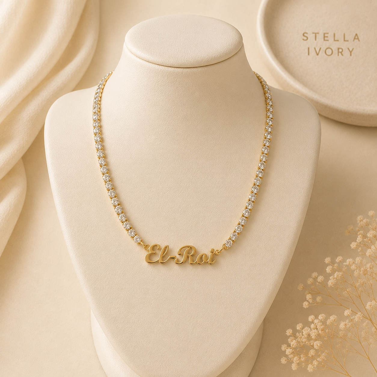 EL-ROY CRYSTAL NAME NECKLACE