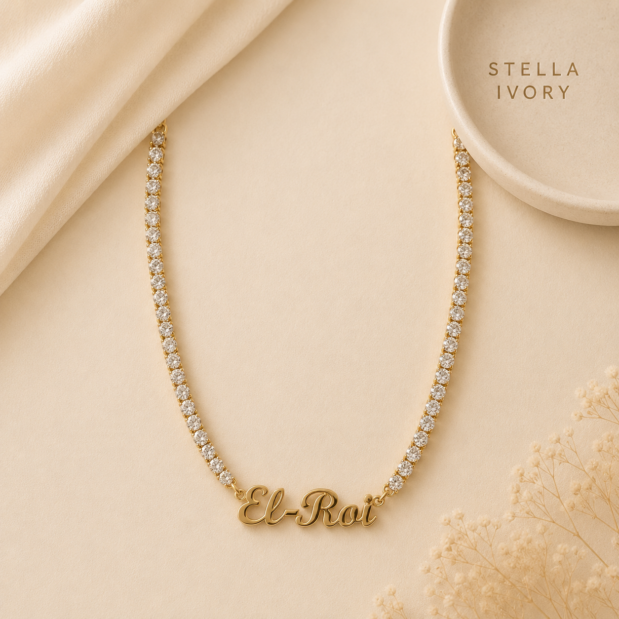 EL-ROY CRYSTAL NAME NECKLACE