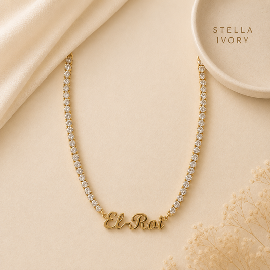 EL-ROY CRYSTAL NAME NECKLACE
