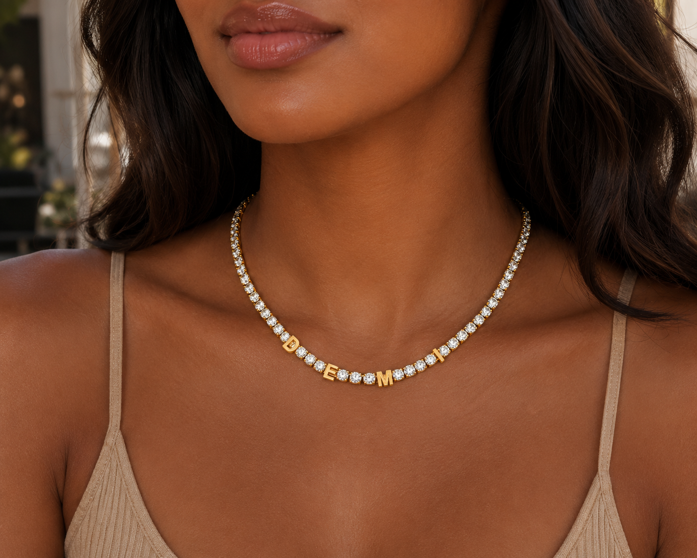 ÉTOILE CUSTOM TENNIS LETTER NECKLACE