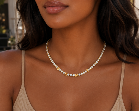 ÉTOILE CUSTOM TENNIS LETTER NECKLACE