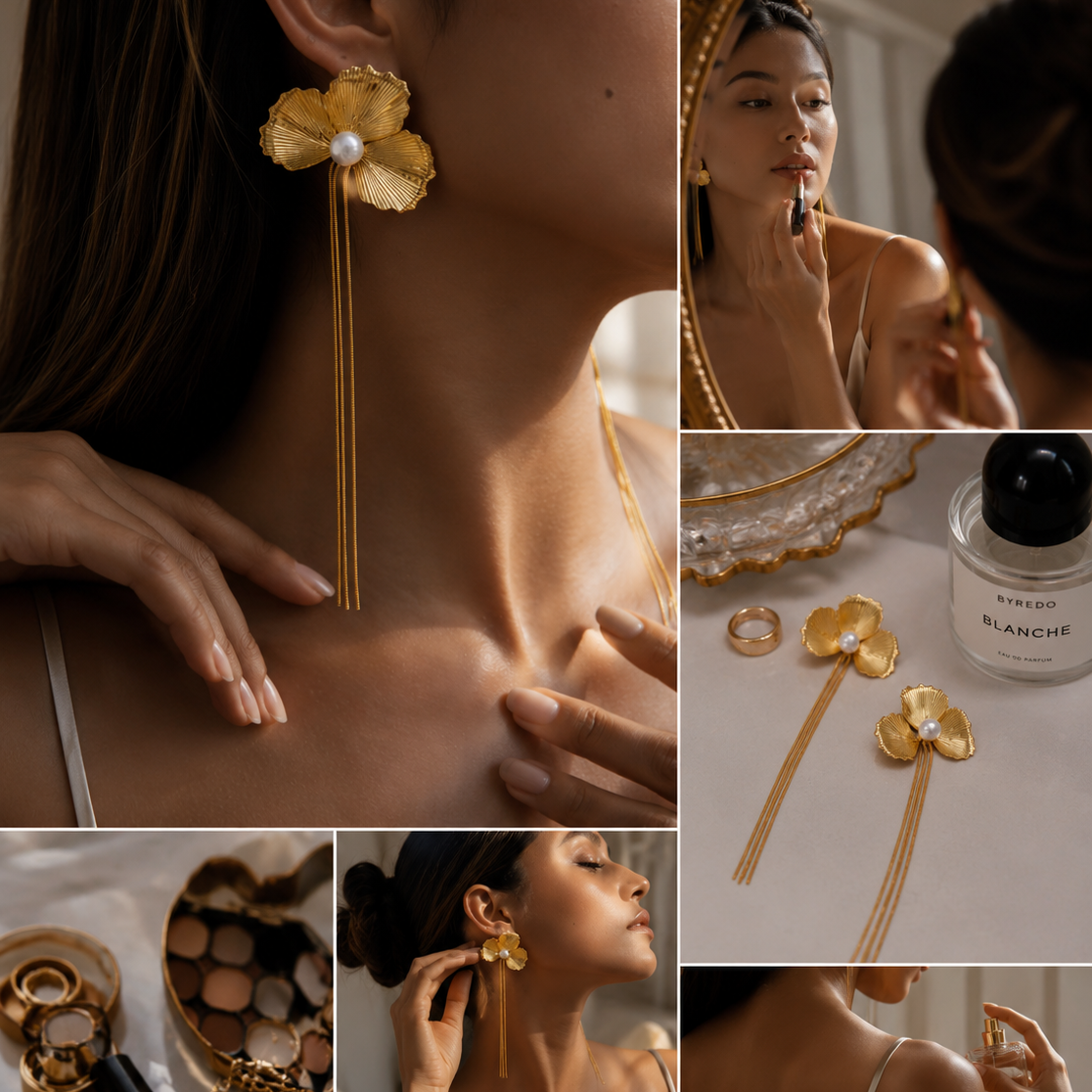 CAMELIA PEARL TASSEL EARRINGS