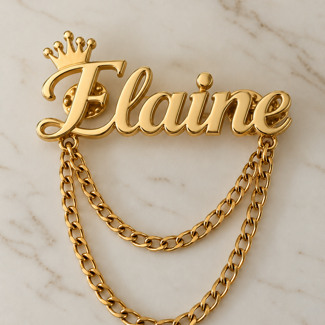 Custom Name Chain Brooch
