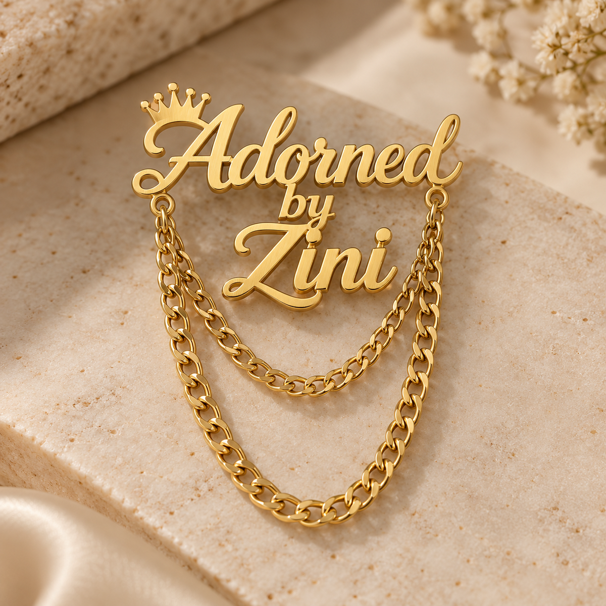 Custom Name Chain Brooch