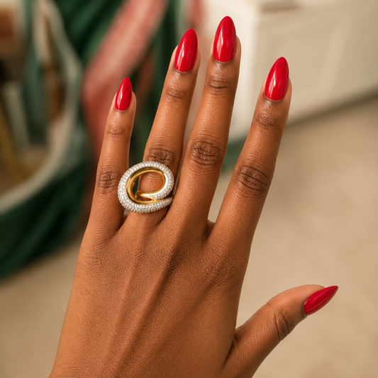 LOLA TWO-TONE CRYSTAL STATEMENT RING