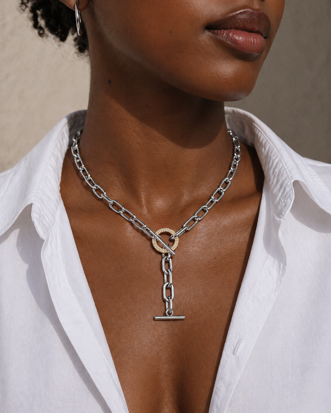 LUXELINK PAVÉ TOGGLE STATEMENT NECKLACE