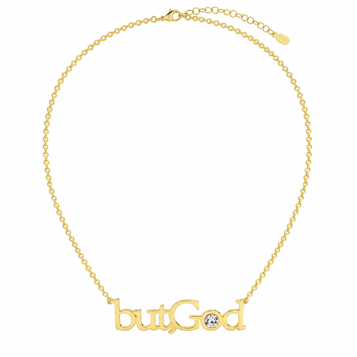 LUMIÈRE “butGod” CRYSTAL NAME NECKLACE| Faith-Inspired Gold Necklace