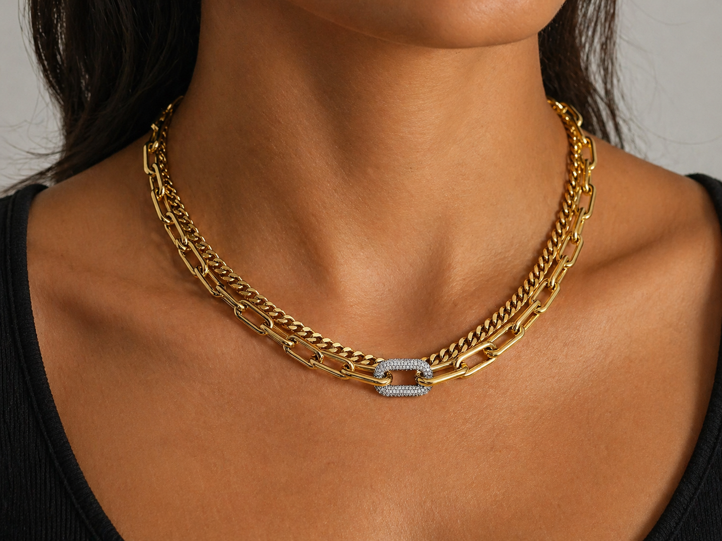 LUXELINK PAVÉ CUBAN LINK NECKLACE