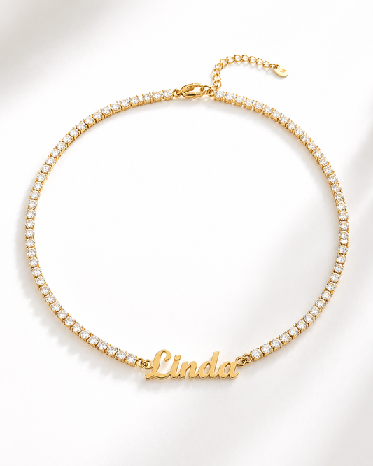 PERSONALIZED TENNIS NAME NECKLACE – Custom Crystal Name Necklace