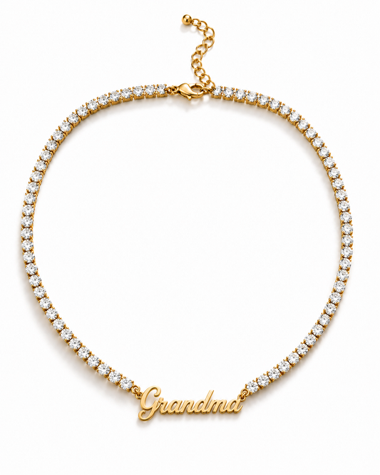 GRANDMA TENNIS CRYSTAL NAME NECKLACE