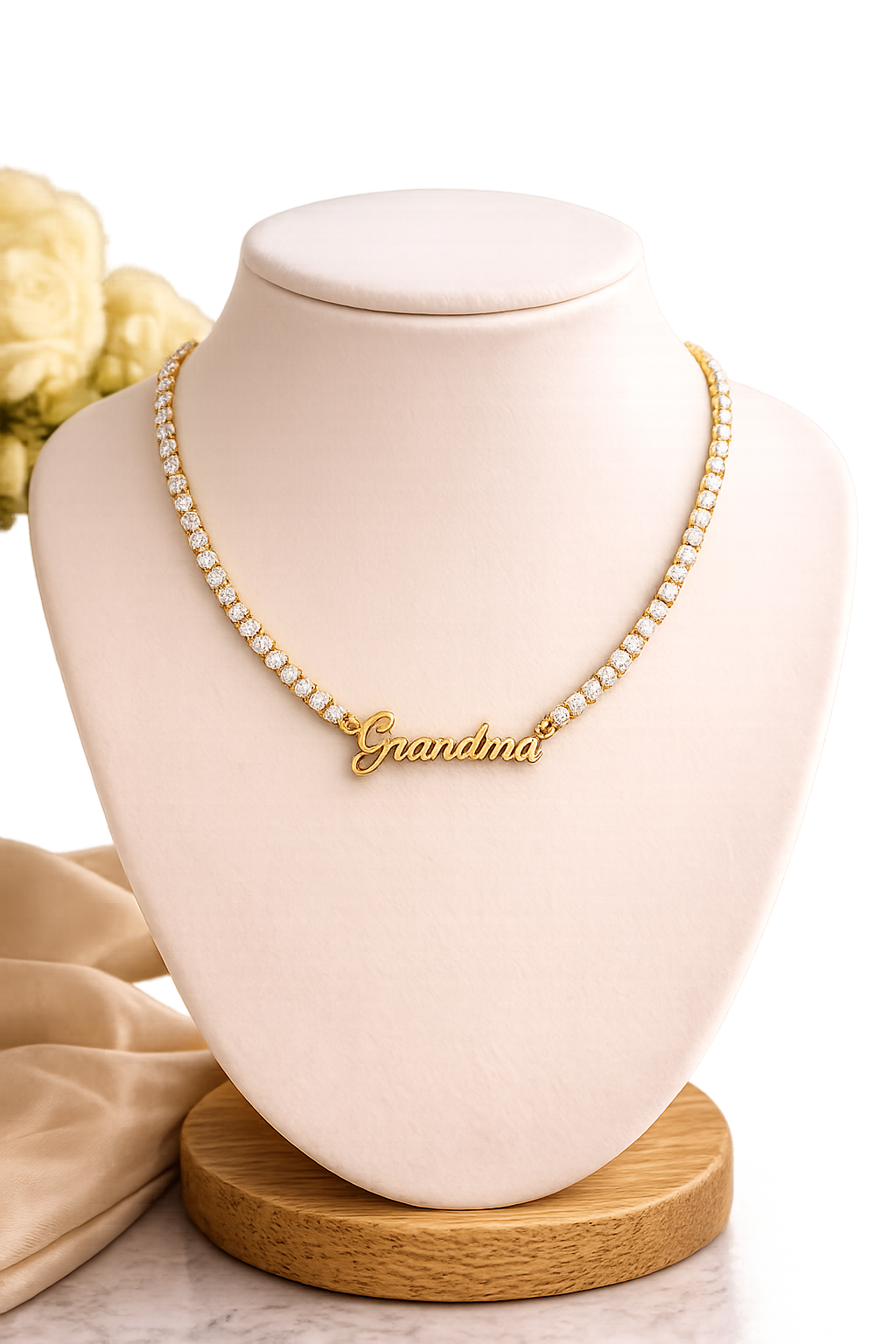 GRANDMA TENNIS CRYSTAL NAME NECKLACE
