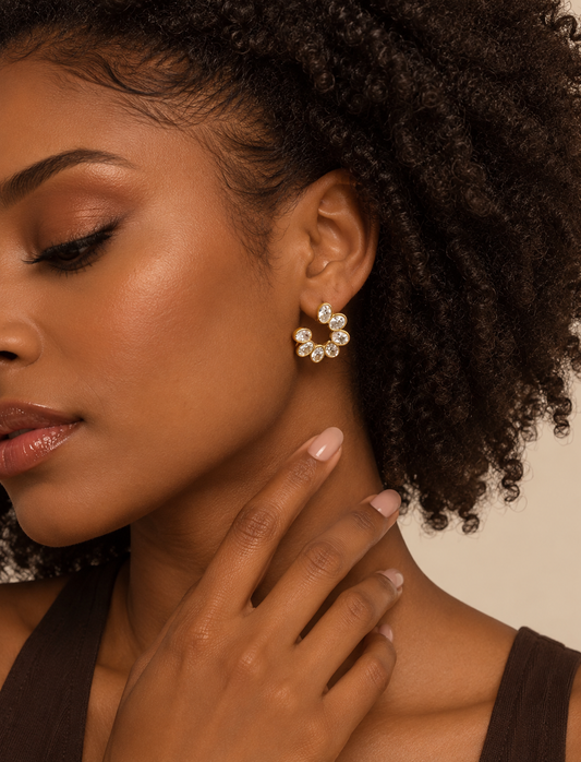 KRYSTAL CRYSTAL HOOP EARRINGS