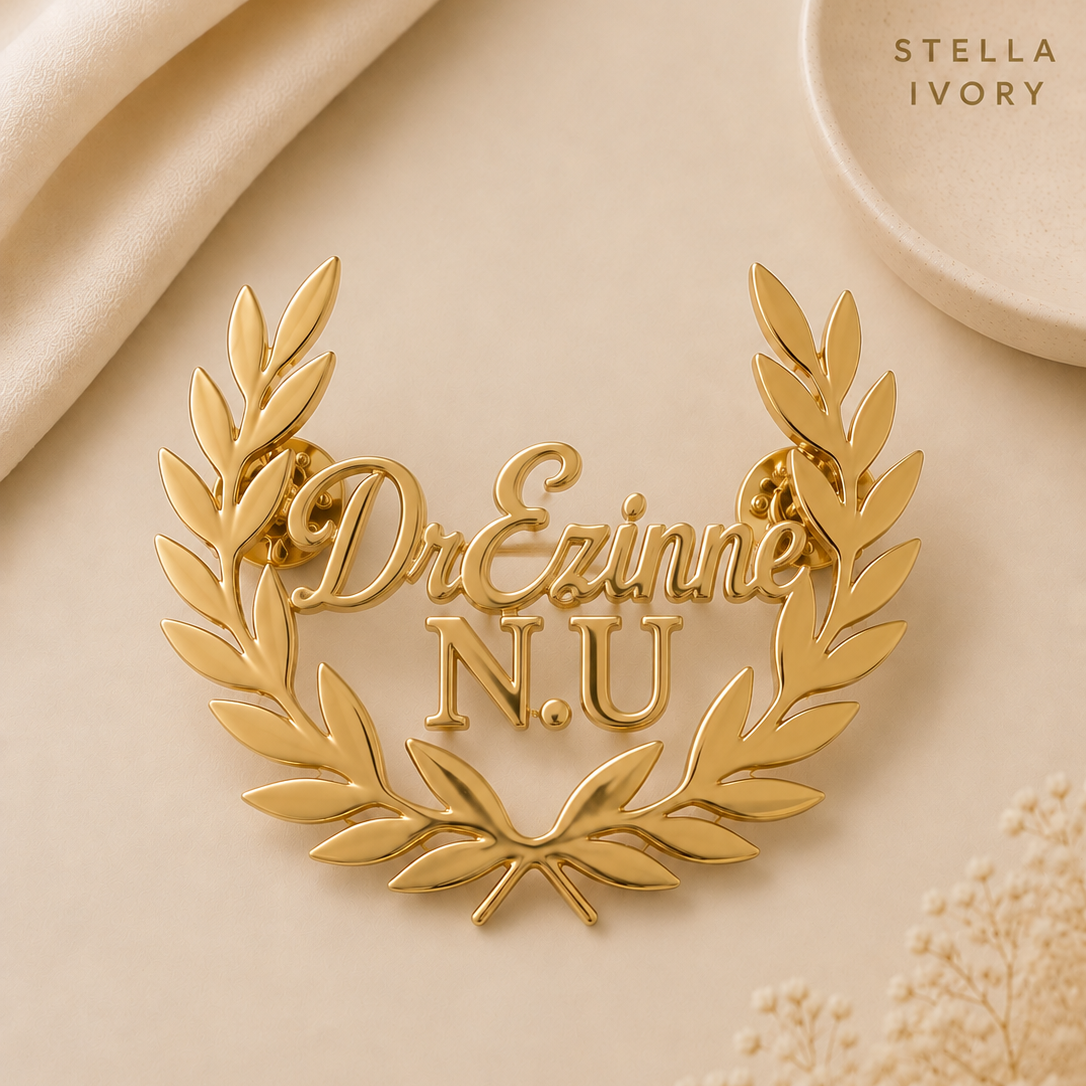 Custom Laurel Wreath Name Brooch