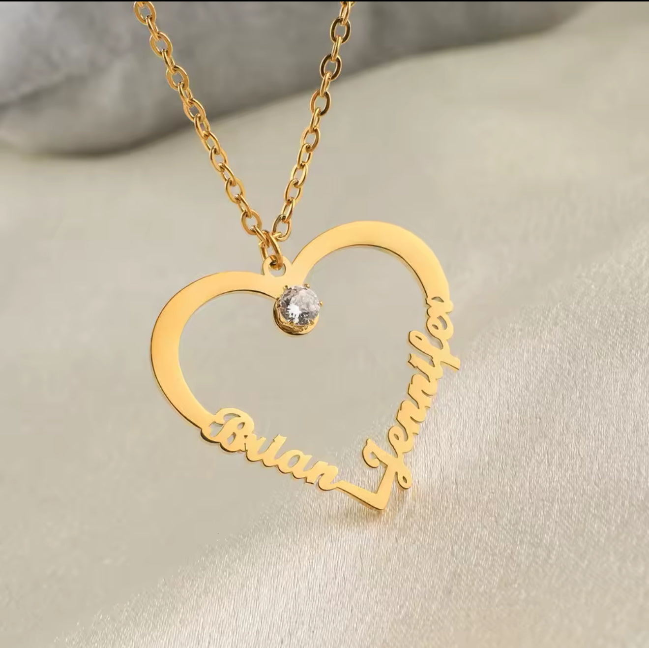 FOREVER LINKED CUSTOM HEART NAME NECKLACE