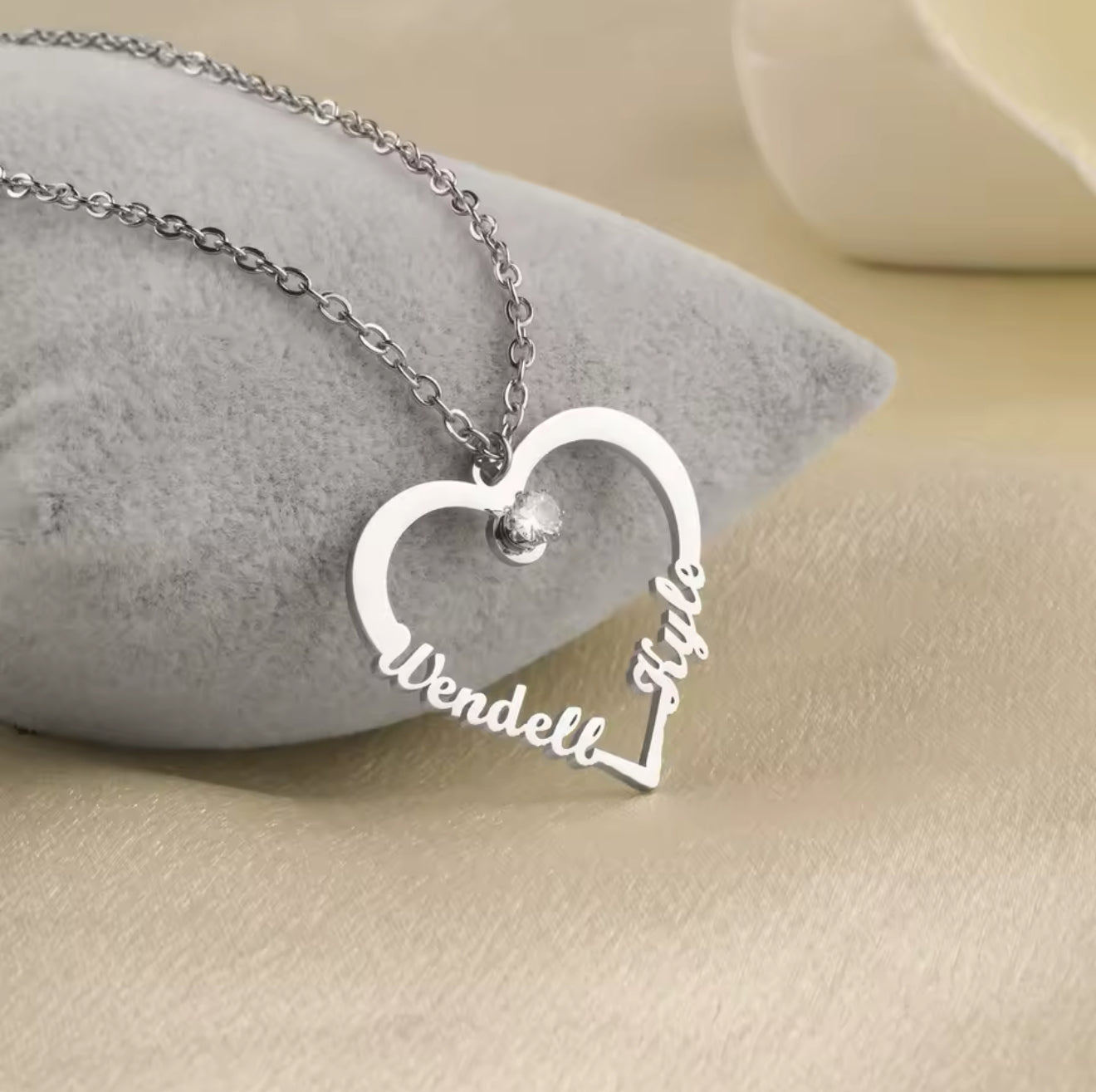 FOREVER LINKED CUSTOM HEART NAME NECKLACE