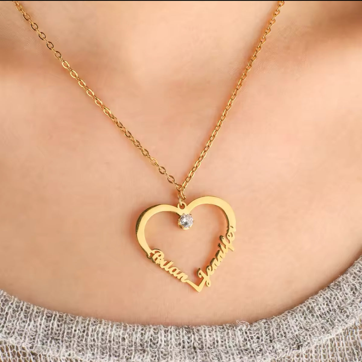 FOREVER LINKED CUSTOM HEART NAME NECKLACE