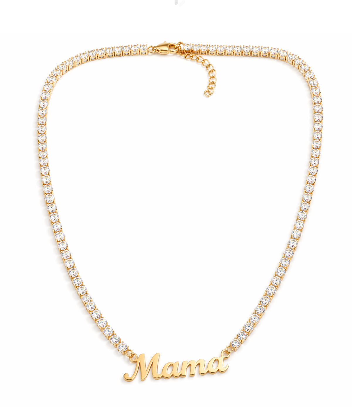 MAMA TENNIS CRYSTAL NAME NECKLACE - Tennis Chain Pendant