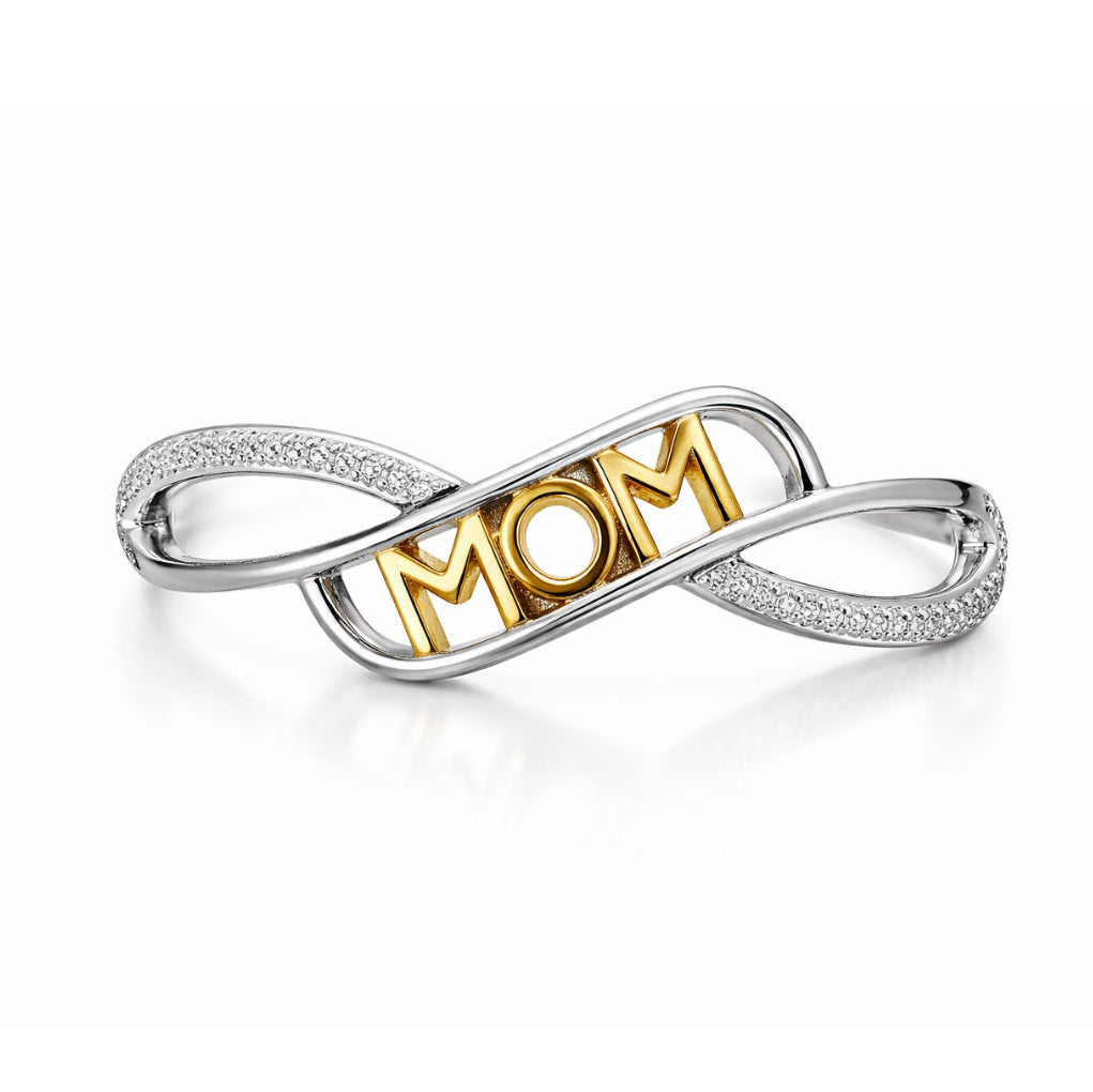 INFINITY MOM BRACELET – Gold & Silver Crystal Bangle for Mothers