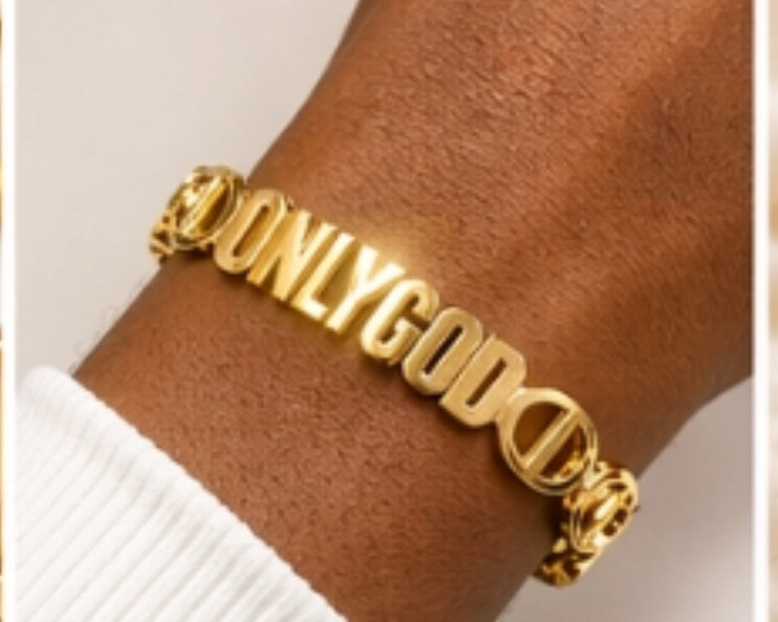 LUMIÈRE “onlyGod” LINK CRYSTAL BRACELET| Faith-Inspired Statement Bracelet