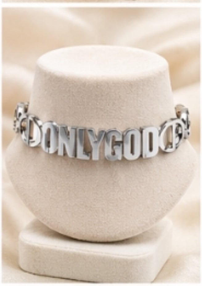 LUMIÈRE “onlyGod” LINK CRYSTAL BRACELET| Faith-Inspired Statement Bracelet