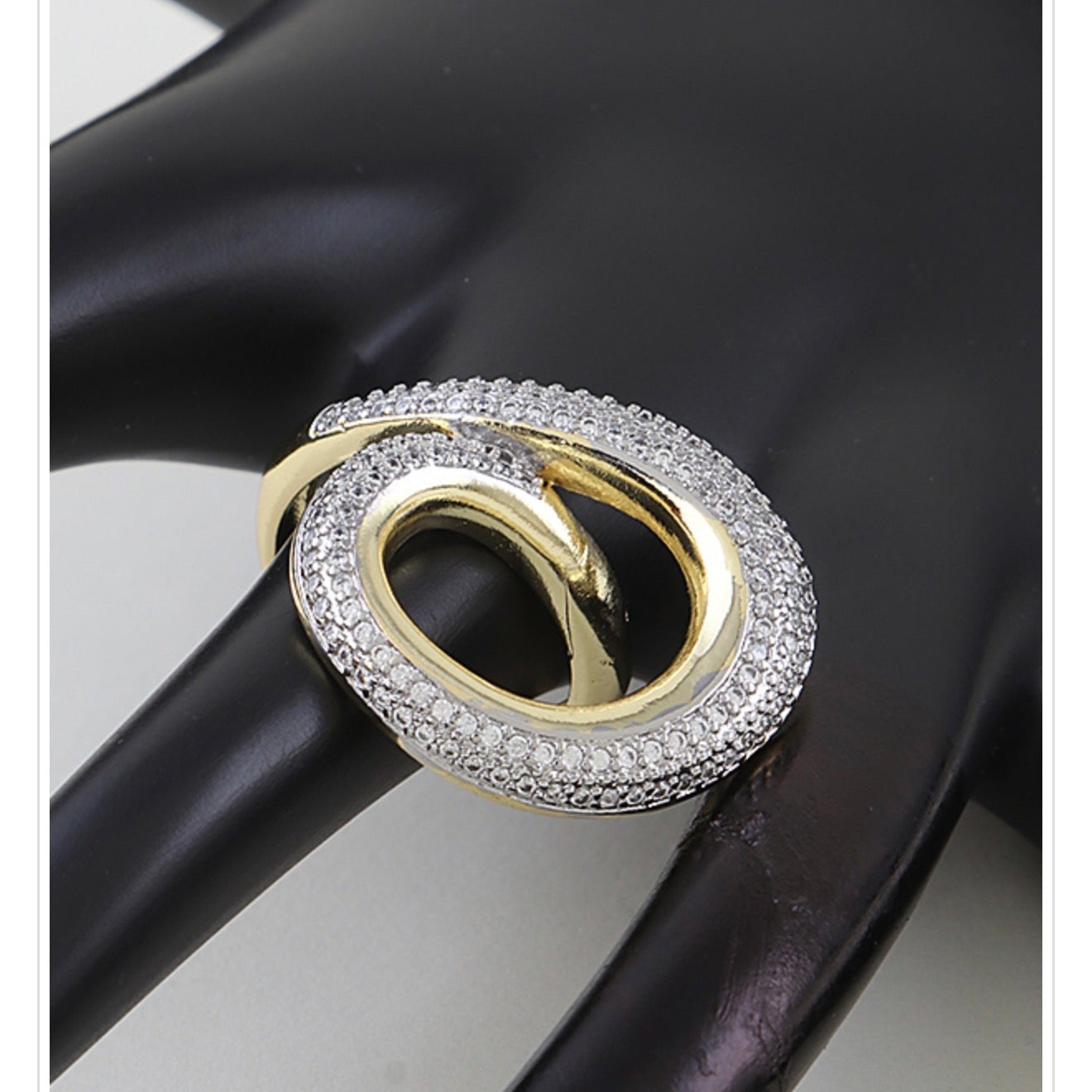 LOLA TWO-TONE CRYSTAL STATEMENT RING