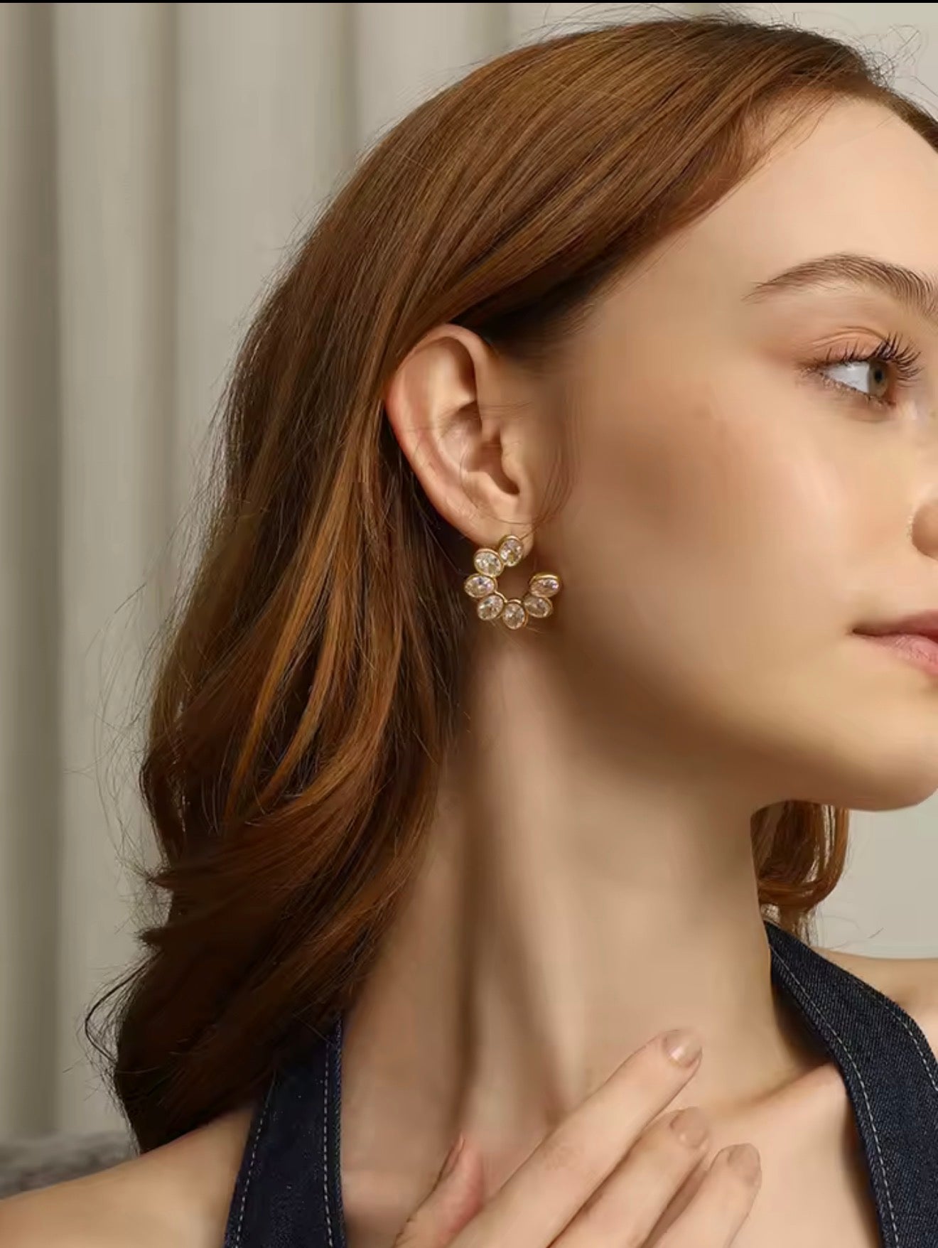 KRYSTAL CRYSTAL HOOP EARRINGS