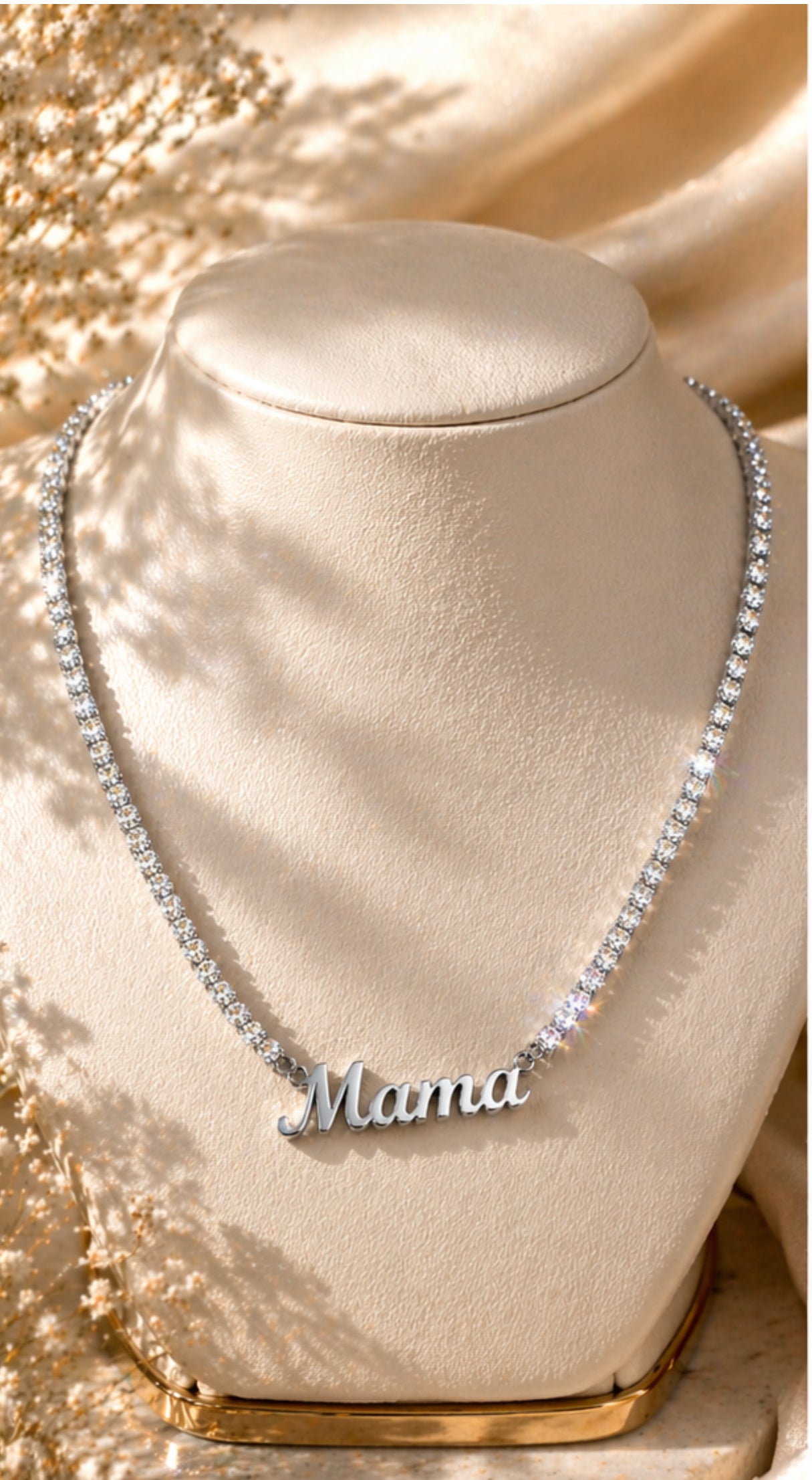 MAMA TENNIS CRYSTAL NAME NECKLACE - Tennis Chain Pendant