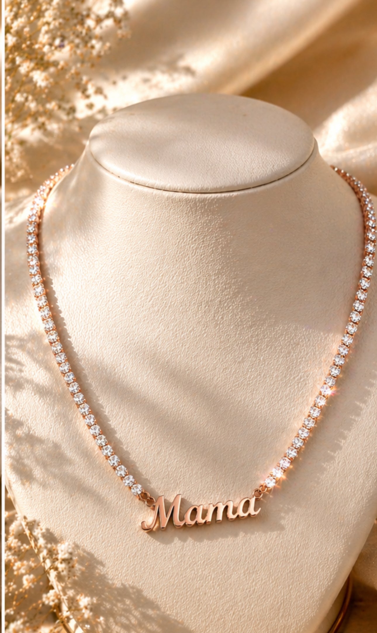 MAMA TENNIS CRYSTAL NAME NECKLACE - Tennis Chain Pendant