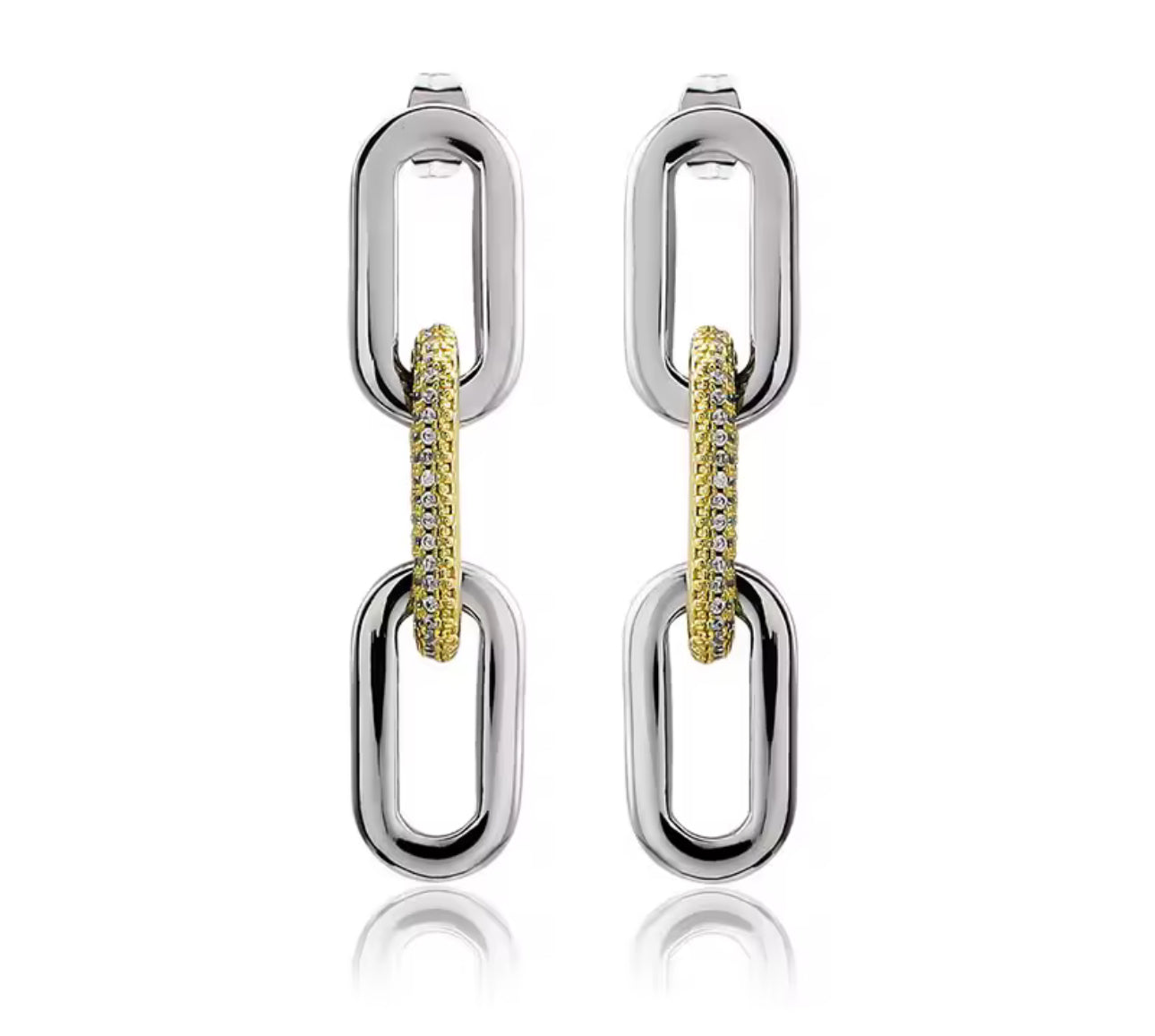 LUXELINK PAVÉ LINK DROP EARRINGS